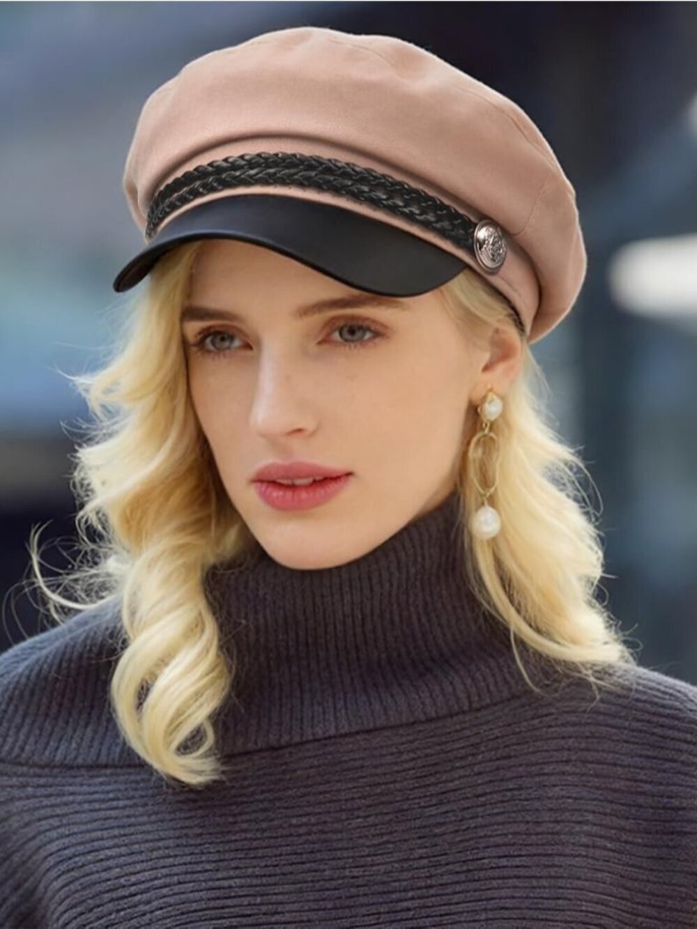 Women's Newsboy Cap Fiddler Caps Classic Beret Hat Fisherman Flat Hats Pink